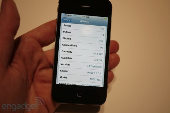 iOS 4.2.5 no iPhone 4 da Verizon