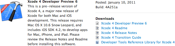 Xcode 4 Developer Preview 6