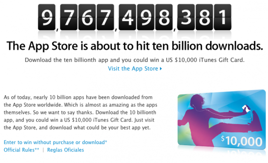 Dez bilhões de downloads na App Store