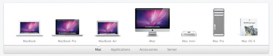 Novo design da do carrossel de Macs no Apple.com