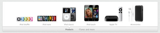 Novo design da do carrossel de iPods no Apple.com