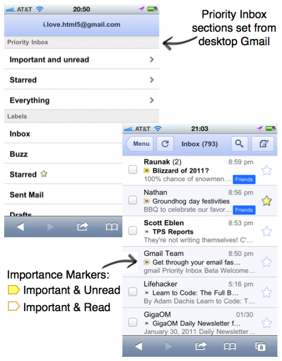 Caixa Prioritária no Gmail for mobile