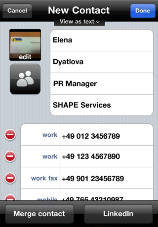 Business Card Reader para iOS