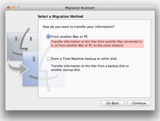 Assistente de Migração do Mac OS X Lion