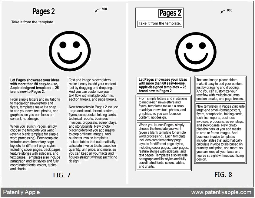 Patente de seleção de textos divididos em colunas no Preview
