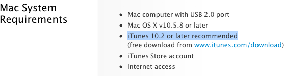 iTunes 10.2 requerido para o iPad 2