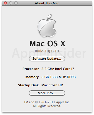 Mac OS X 10.6.6 build 10J3210