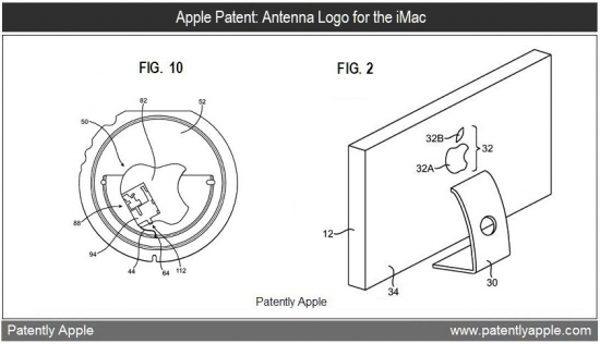 Patente de antena escondida atrás de logo