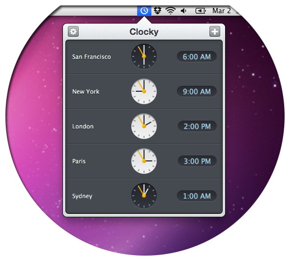 Clocky: um relógio mundial bonito e eficiente, disponível na Mac App Store  - MacMagazine