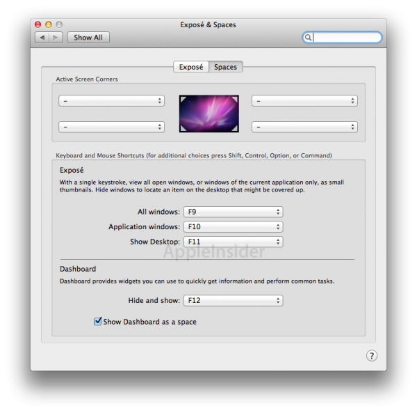 Configuração do Exposé no Mac OS X 10.7 Lion