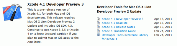 Xcode 4.1 DP3
