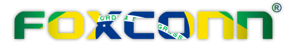 Logo da Foxconn e bandeira do Brasil