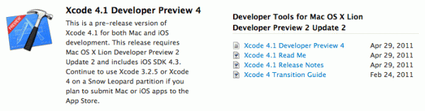 Xcode 4.1 DP4