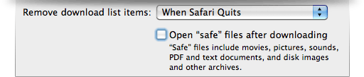 Abertura automática de downloads no Safari