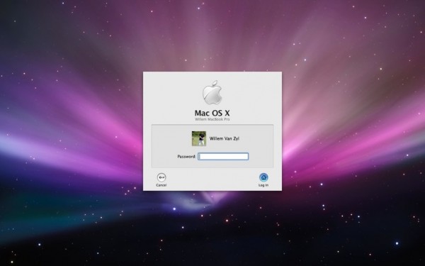 Tela de login do Mac OS X
