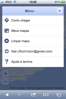 Google Maps no Mobile Safari do iOS