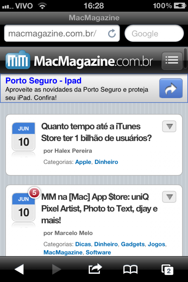 Safari no iOS 5 beta