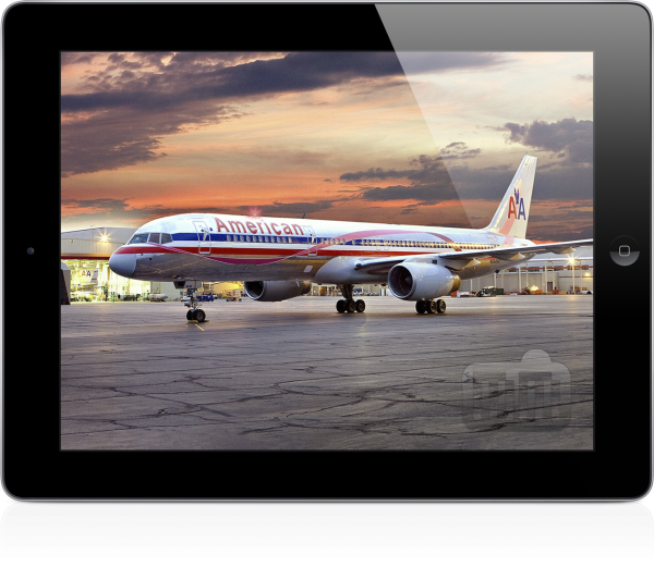 Avião da American Airlines em iPad