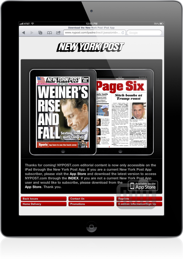 New York Post bloqueado em iPads