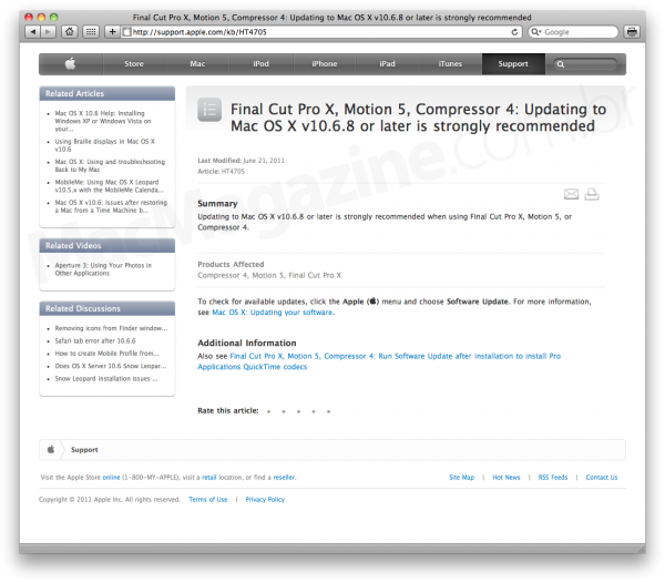 Mac OS X 10.6.8 no Final Cut Pro X