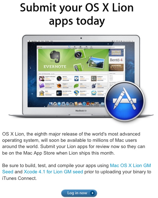 Envie seus apps do OS X Lion para a Mac App Store