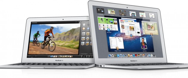 MacBooks Air de frente com o OS X Lion