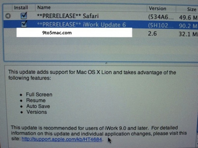 iWork para o OS X Lion
