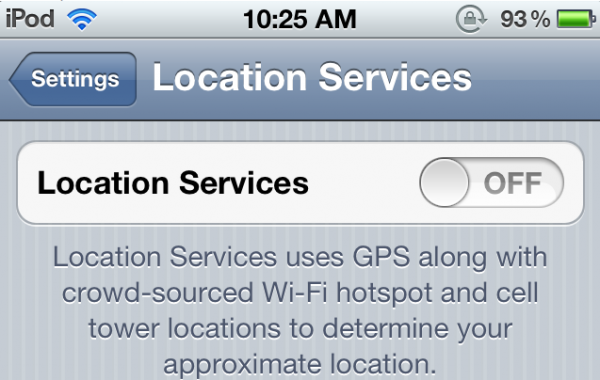 Controle de GPS em iPod touch com iOS 5 beta