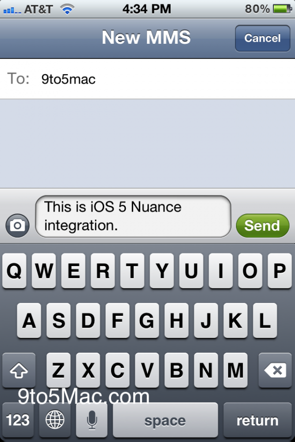 Speech recongnition da Nuance do iOS 5 beta 5