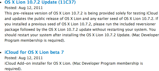Mac OS X 10.7.2 e iCloud