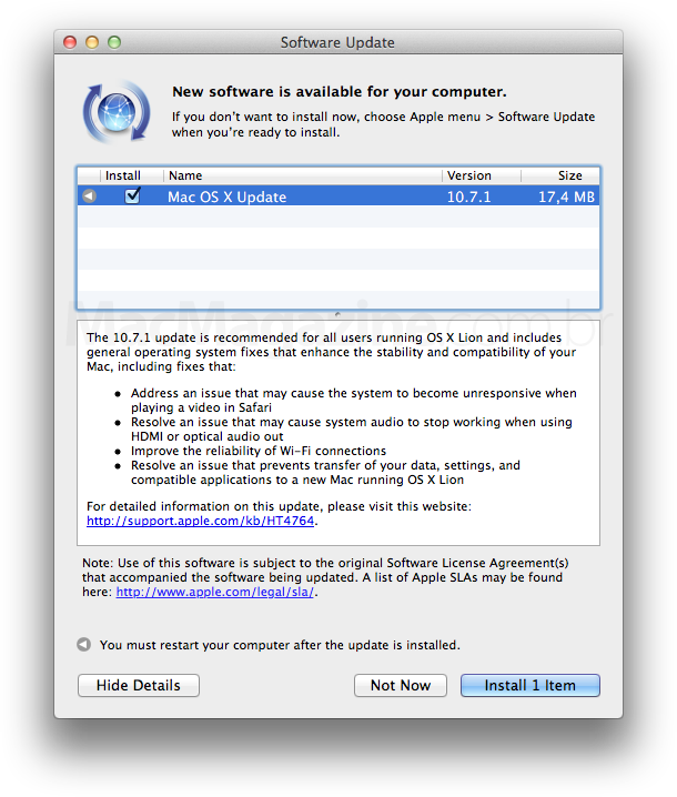 Mac OS X 10.7.1 no SU