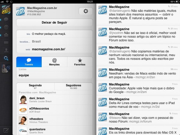 Twitter em português no iPad