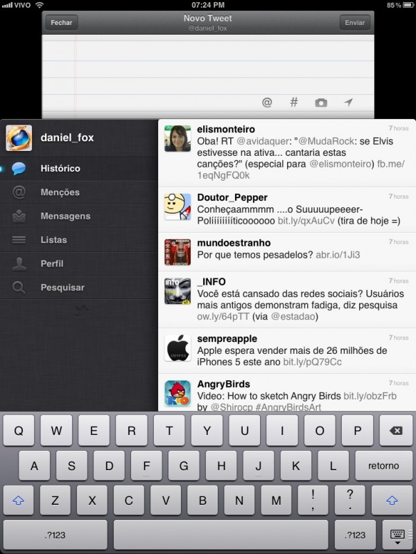 Twitter em português no iPad