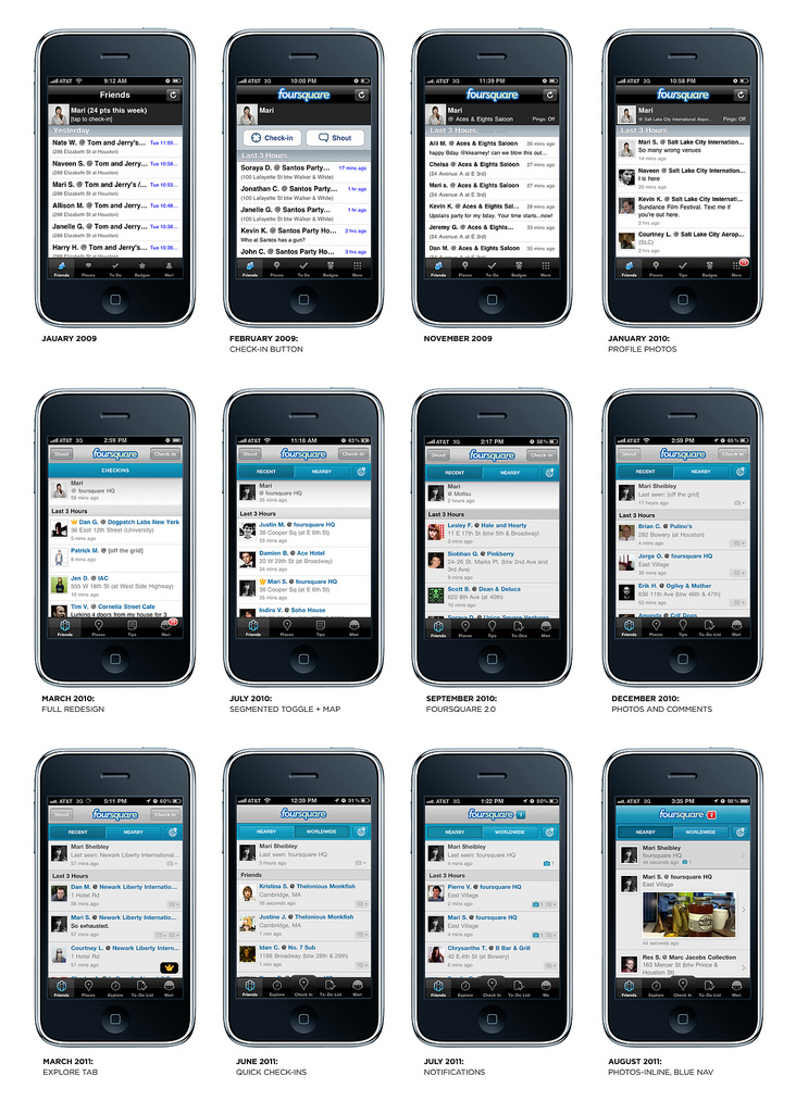 Evolução do app foursquare