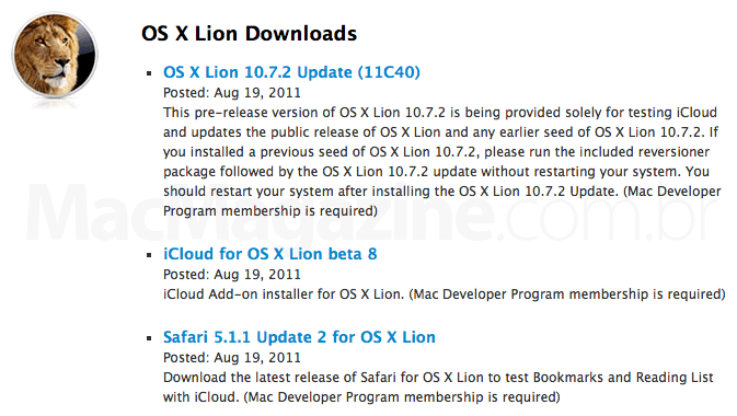OS X Lion beta e iCloud