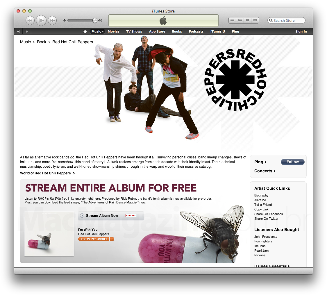 Red Hot Chilli Peppers de graça na iTunes