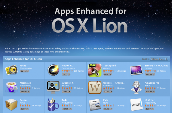 Apps Enhanced for OS X Lion