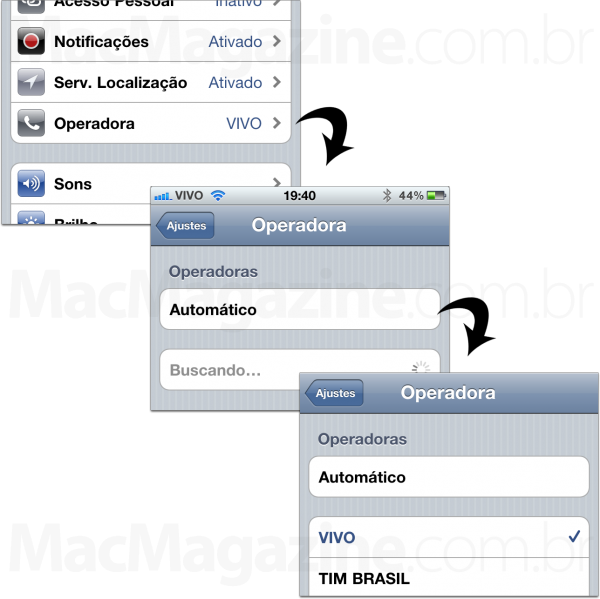 Configurando a operadora manualmente no iPhone