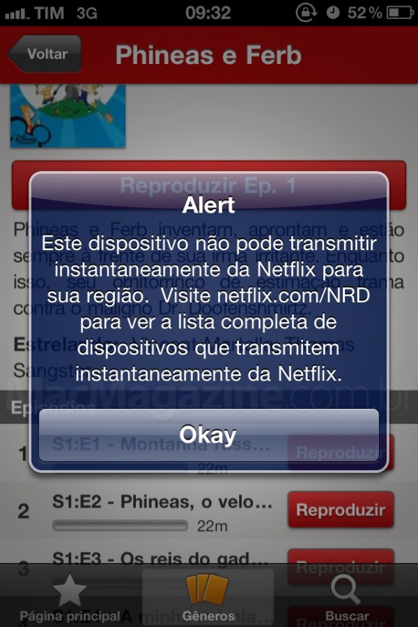 Netflix brasileiro não funciona no iOS