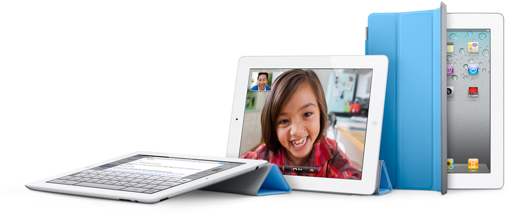 iPads 2 de lado com Smart Cover azul