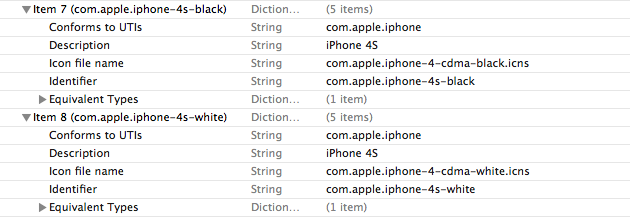 Referência a iPhone 4S no iTunes