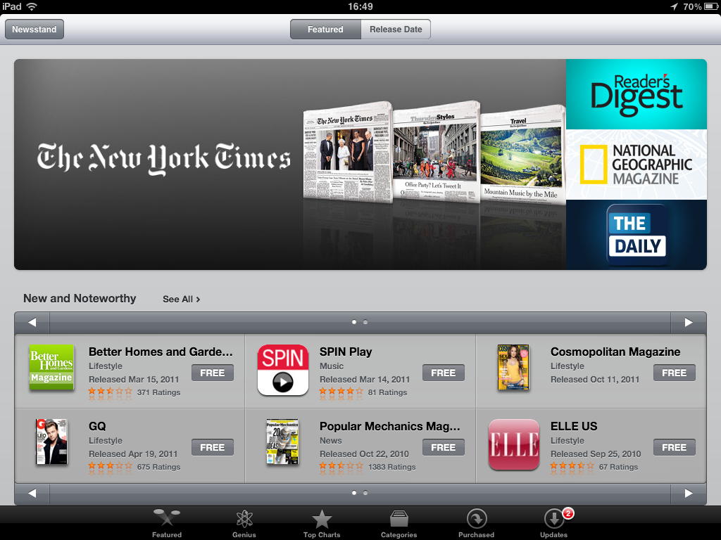 Loja da Newsstand no iOS 5