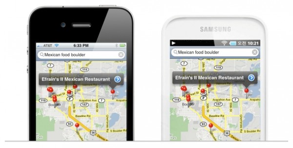 Mapas no iPhone e no Galaxy Player
