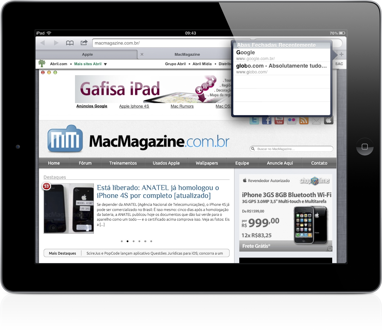 Abas Fechadas Recentemente no iOS 5 - iPad (Safari)