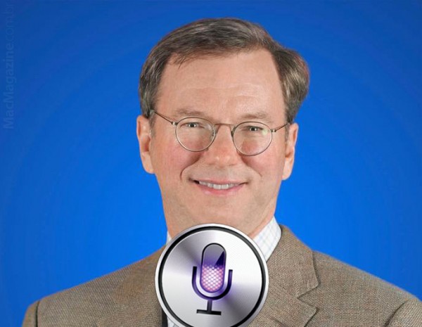 Eric Schmidt, do Google, com microfone da Siri