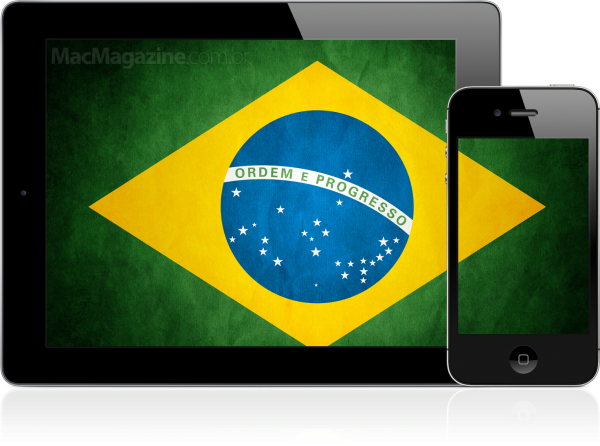 iPad e iPhone com a bandeira do Brasil
