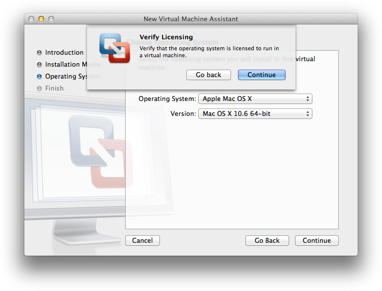 VMware Fusion instalando Mac OS X