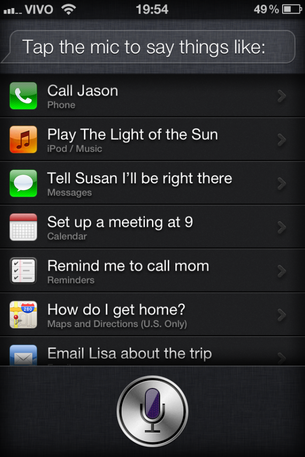 Lista de funções da Siri