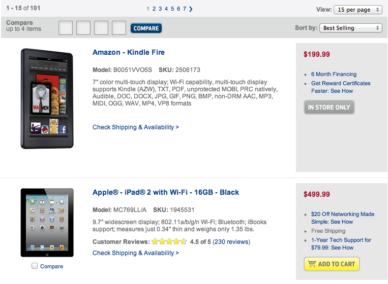 Tablets mais vendidas na BestBuy.com