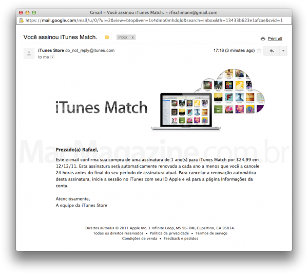 iTunes Match pela loja brasileira